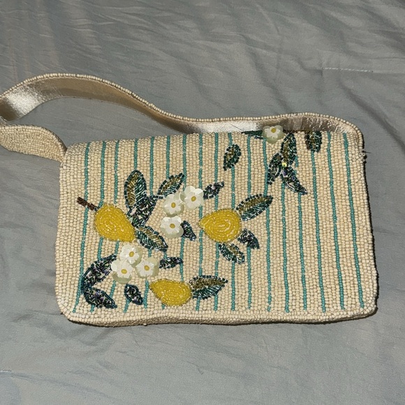 NWT Yelloe and Green Floral with Lemons Beaded Bag Viral TikTok Marshall’s Bag - Picture 3 of 3